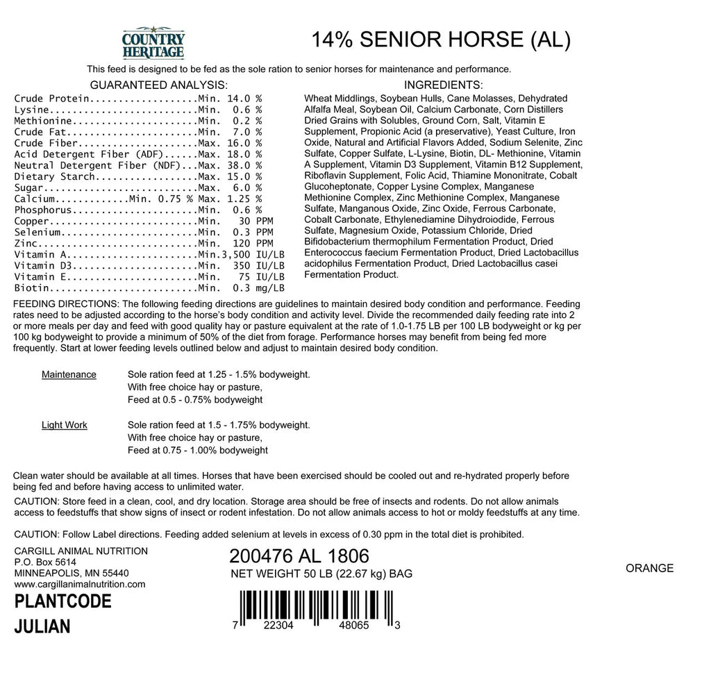 Senior Horse Textured Feed, 50 lb E731745