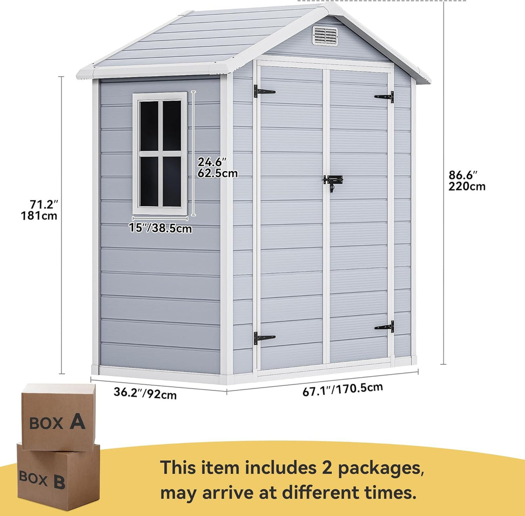 Resin Storage Shed with Reinforced Floor and Lockable Door I825