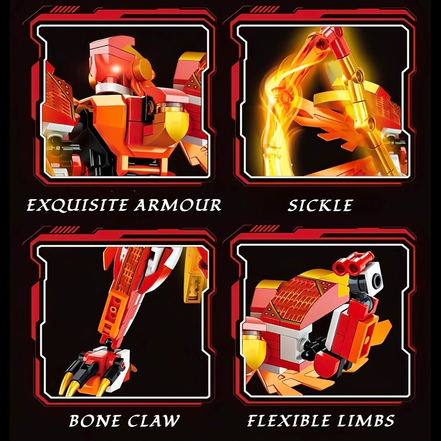 Red Ninja Warrior Robot Building Blocks Set W403516
