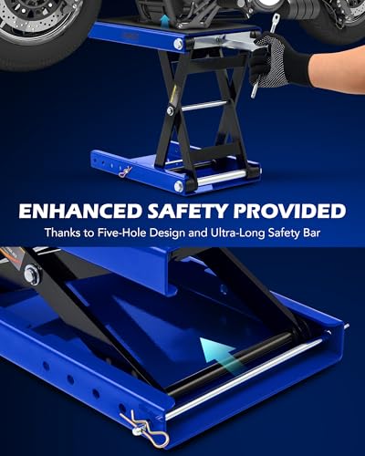 Motorcycle Scissor Lift Jack, 1100 lb Capacity, Wide Deck with T Handle, for ATV Dirt Bike Cruiser G6574