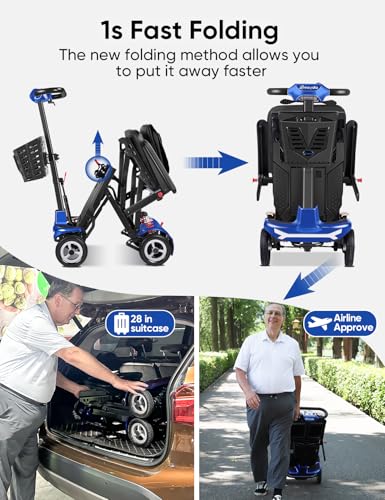 Ultra Lightweight Folding Mobility Scooter for Adults, 4 Wheel Travel Scooter W520