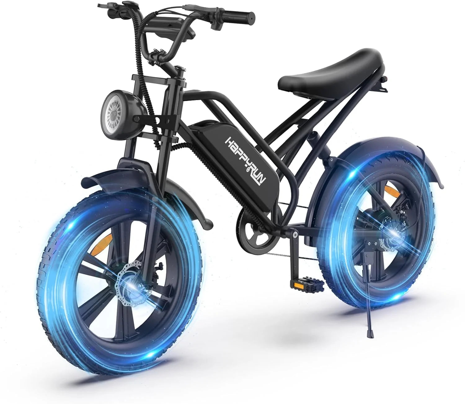 HAPPYRUN Electric Bike for Adults 20" Fat tire with 1500W Motor Ebike 48V 18AH Removable Battery 30MPH & 68 Miles Long Range Snow Beach Mountain