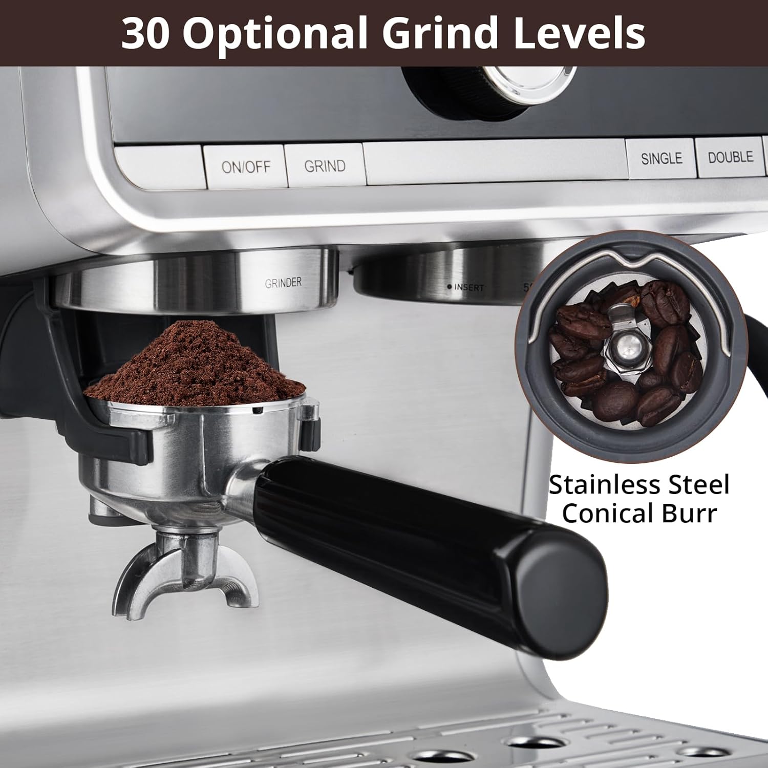 Espresso Machine with Milk Frother, 20 Bar Pressure P346996