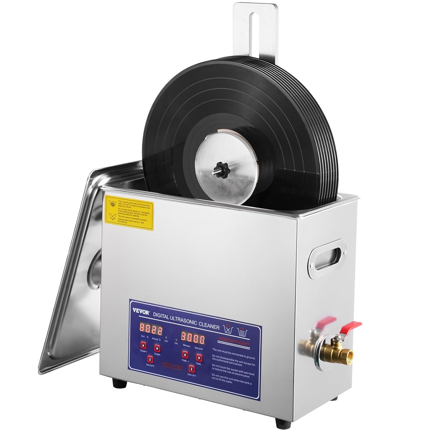 Ultrasonic Vinyl Record Cleaner, 6L, 180W with Drying Rack E953052