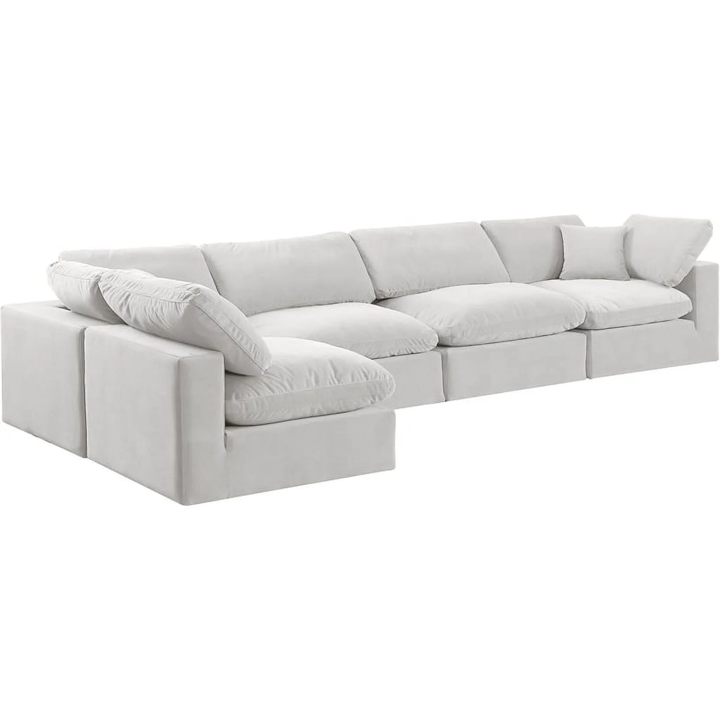 Cream Velvet Modular Sectional A2228