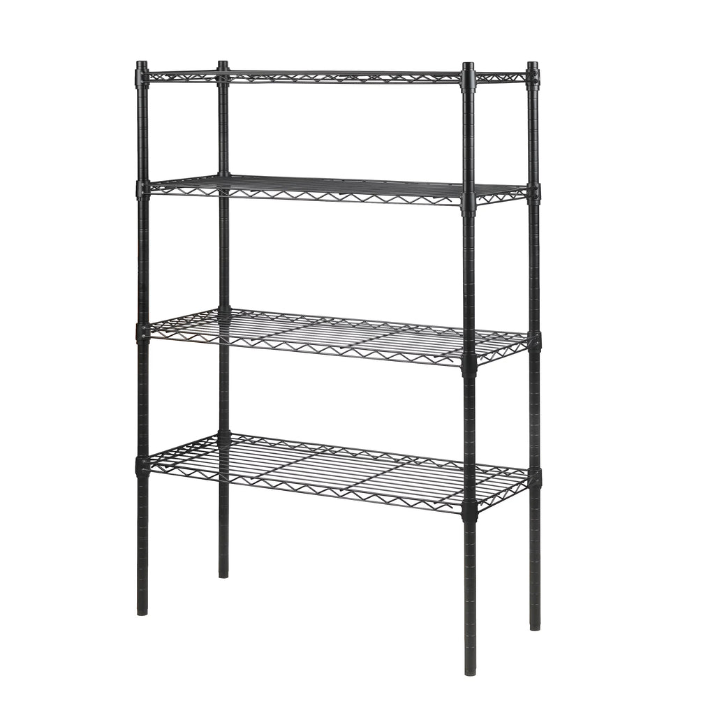 4 Tier Wire Shelf Unit, Black, 1400 lb. Capacity F371