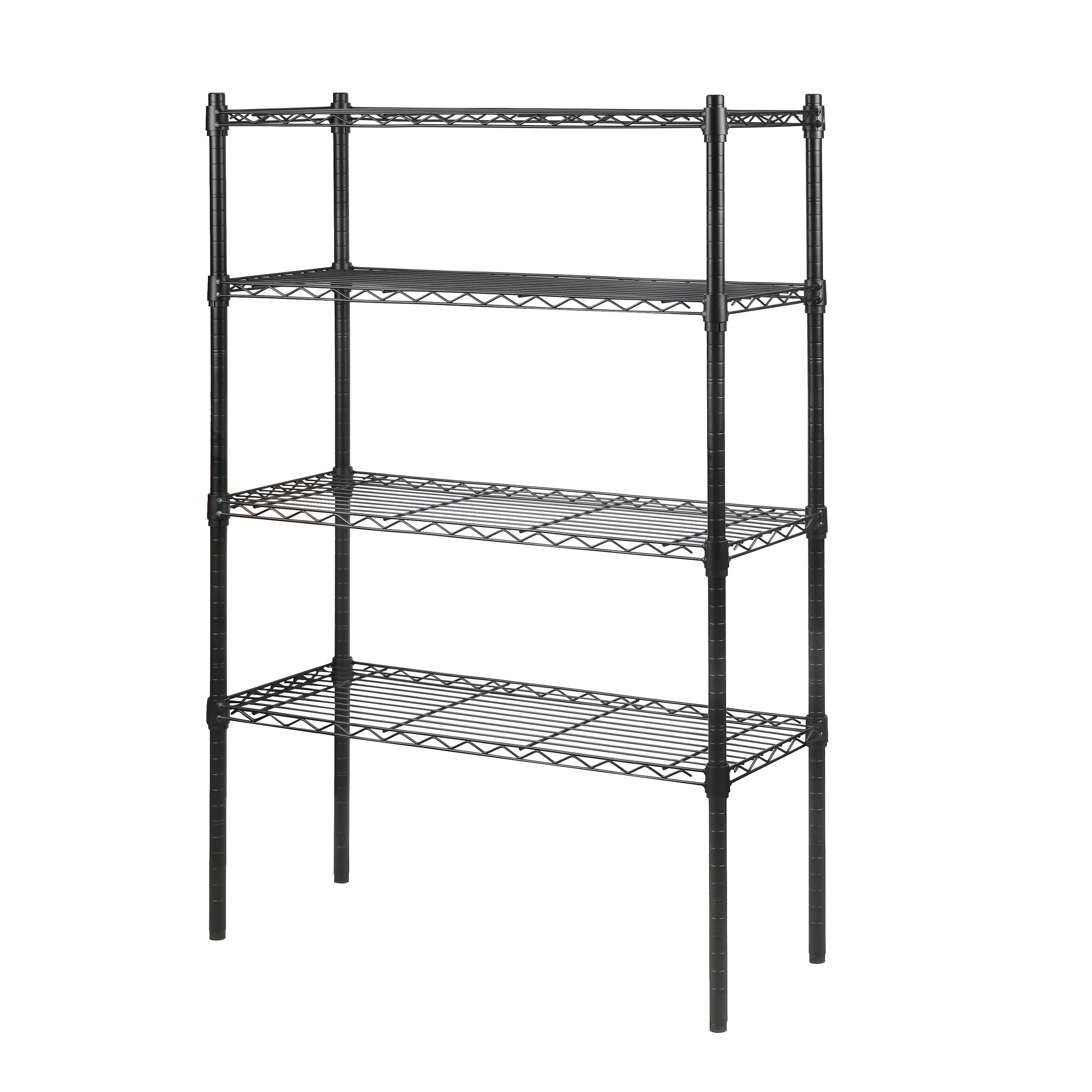 4 Tier Wire Shelf Unit, Black, 1400 lb. Capacity F371