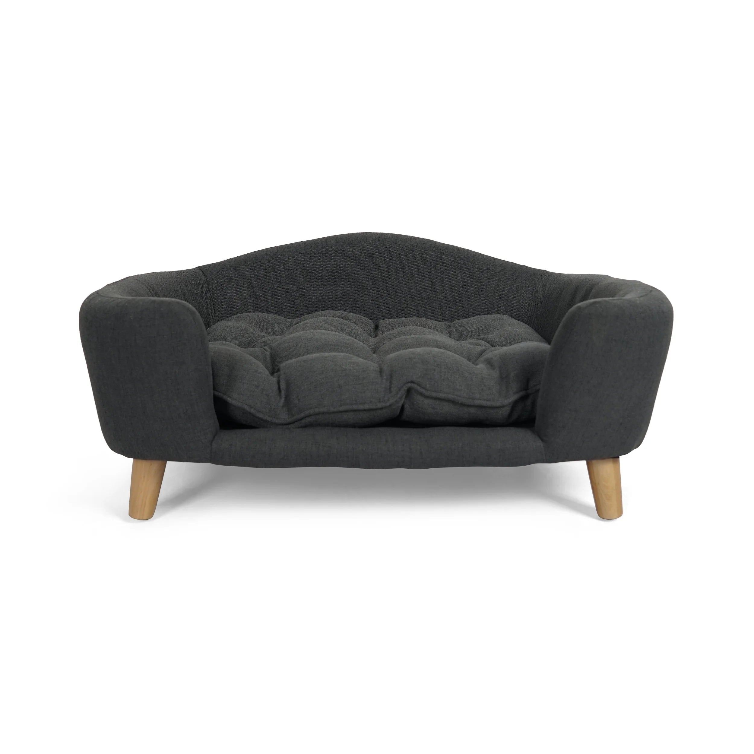 Mid Century Small Plush Pet Bed, Dark Gray and Natural R30939