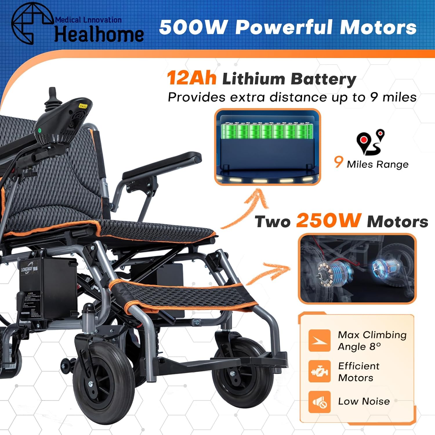 Portable Electric Wheelchair for Adults, Lightweight, Easy to Carry A931233
