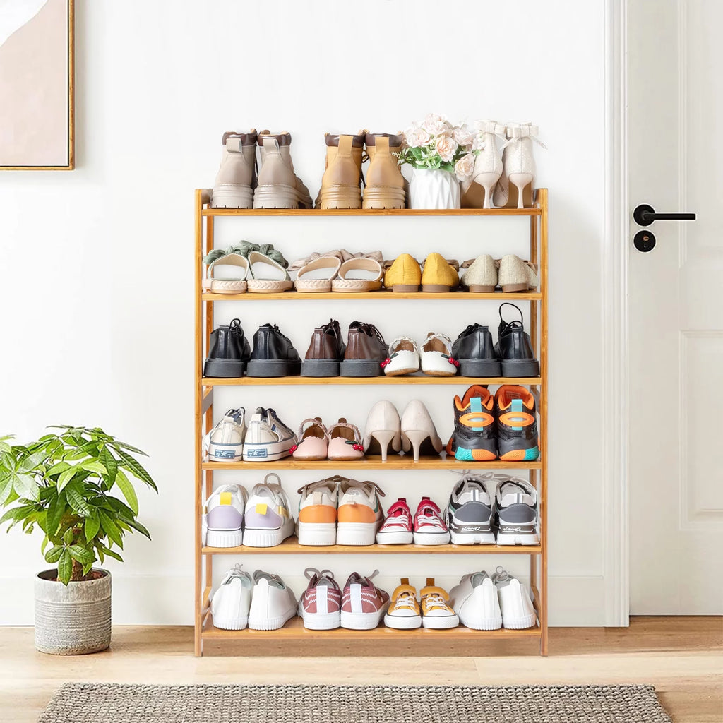 Bamboo Shoe Storage Rack 6-Tier, Holds 18-24 Pairs T72710