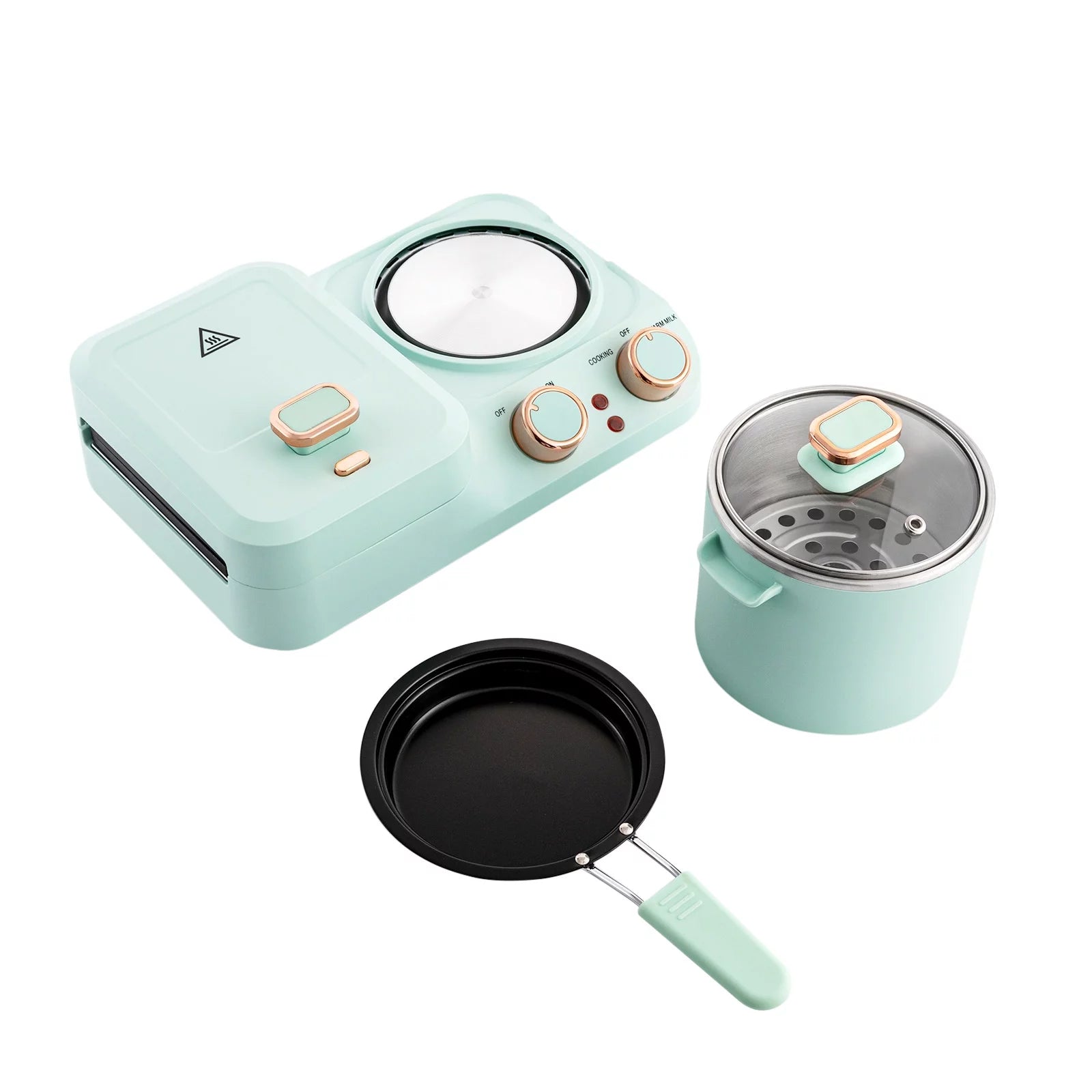 3 in 1 Breakfast Station with Frying Pan, Non-stick Plate, Stockpot A64785