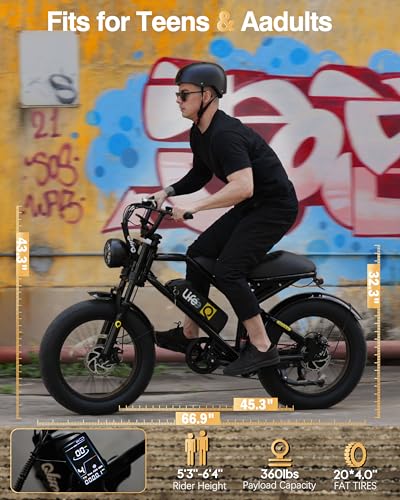 Electric Bike for Adults 1500W Peak Motor 20" Fat Tires 28MPH Removable Battery Dual Suspension 7-Speed M72522