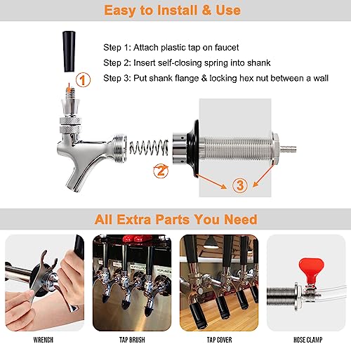 Draft Beer Faucet Shank with Stainless Core and Self-Closing Spring Tap O80453
