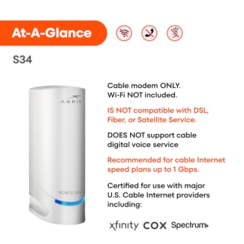 Cable Modem DOCSIS 3.1 Multi-Gigabit, 2.5 Gbps Max Speed, No Built-in WiFi N570