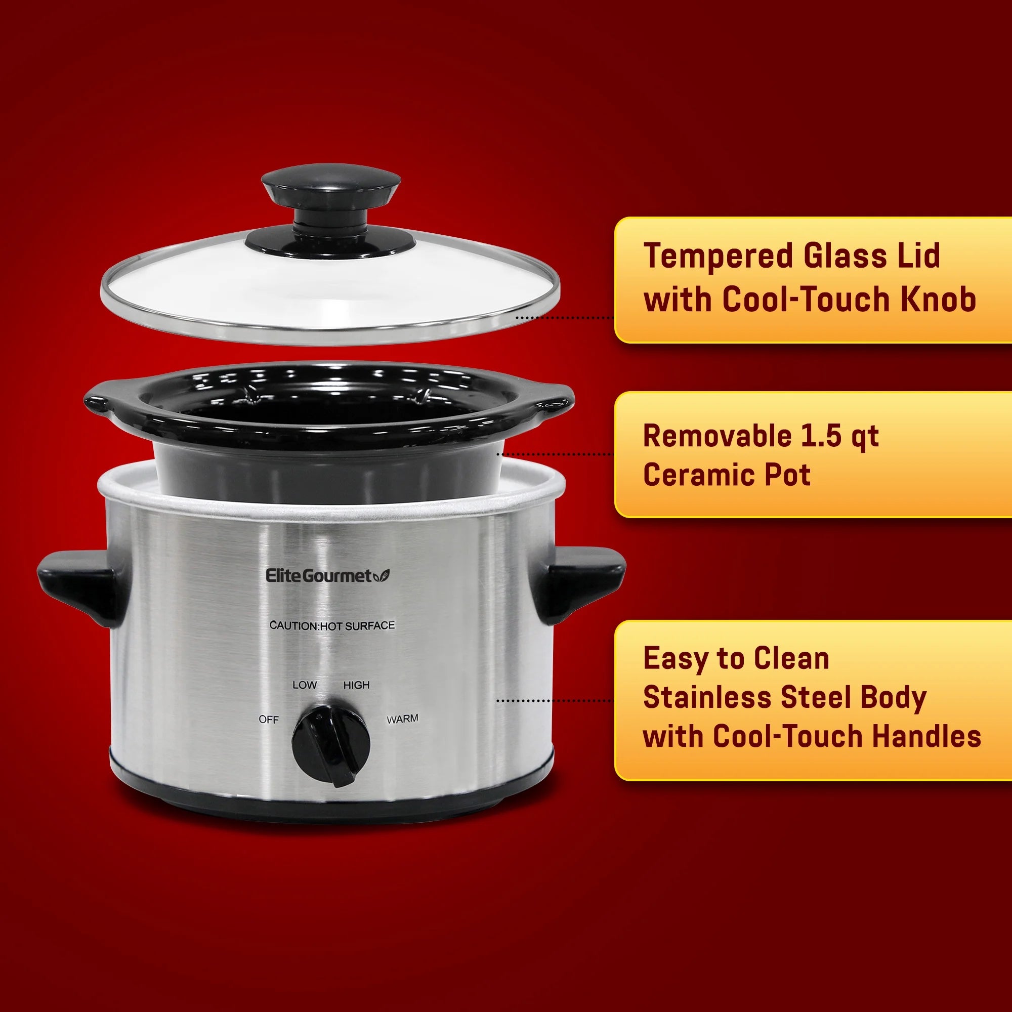 1.5-Qt Mini Slow Cooker, Stainless Steel S1304