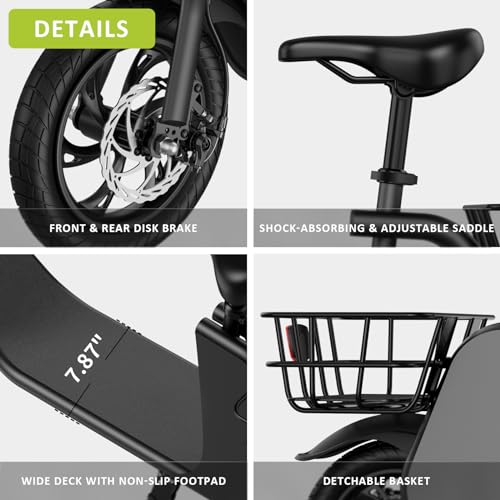 Foldable Electric Scooter for Adults with Seat and Basket M203932