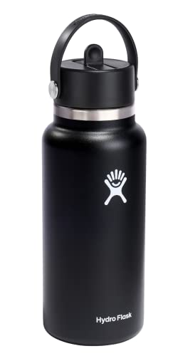 Wide Mouth insulated stainless steel water bottle with leakproof straw lid I4904
