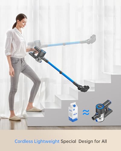 Cordless Vacuum Cleaner for Home, Lightweight Stick Vacuum with Detachable Battery X7497
