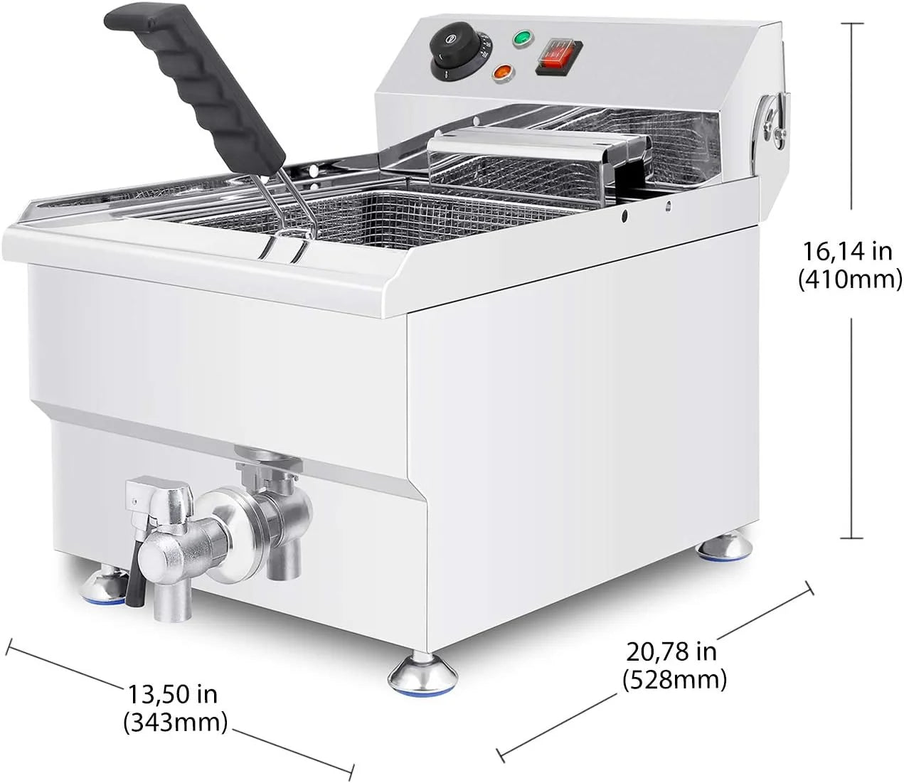 Electric Deep Fryer with Removable Basket, Stainless Steel, 17L W175
