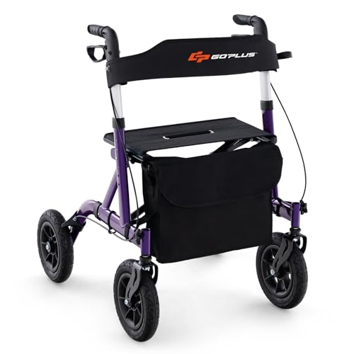 Rollator Walker for Seniors with Seat, Foldable, All Terrain Pneumatic Wheels G204121
