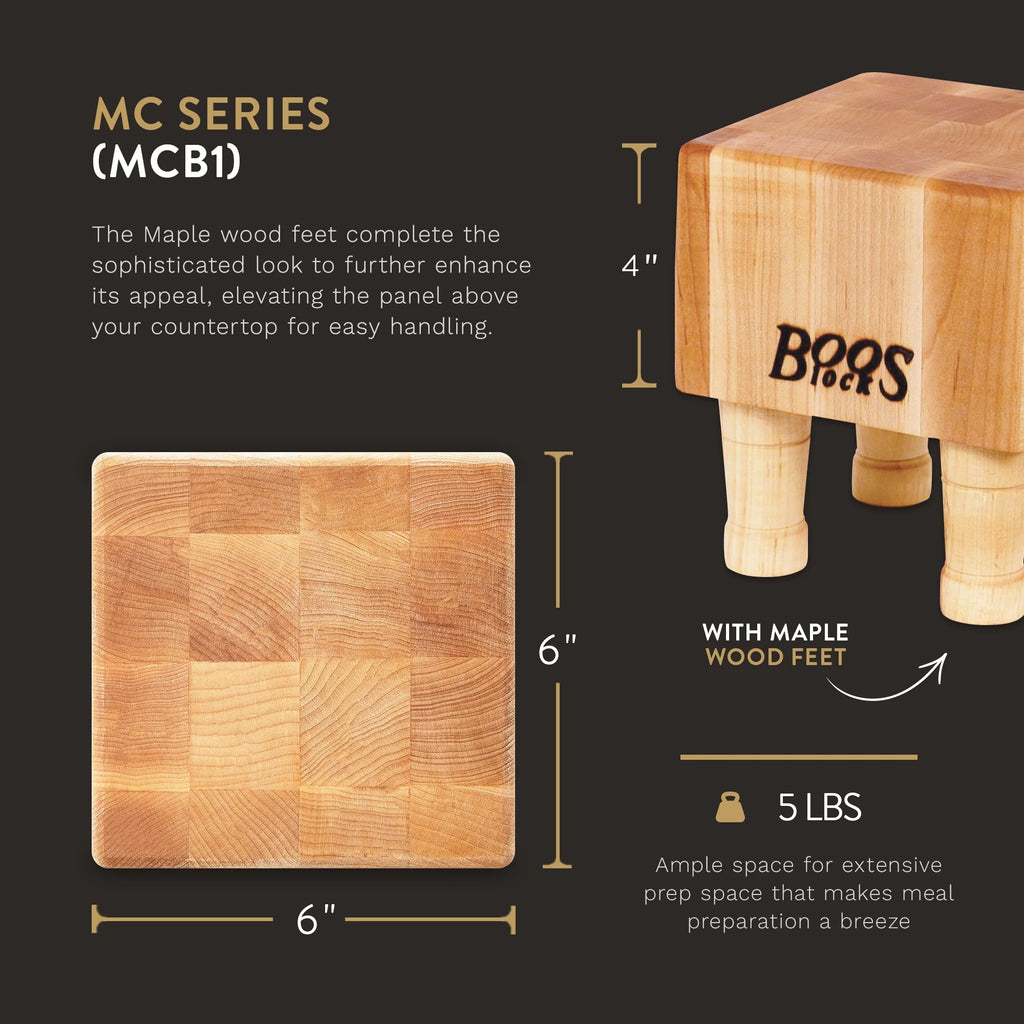 Maple Wood Cutting Board with Feet, 6 x 6 Inches Z166335