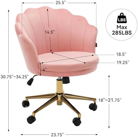 Velvet Swivel Vanity Chair with High Backrest and Wheels N583290