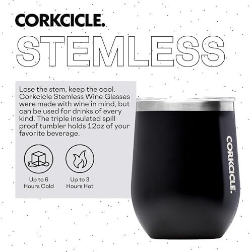 Insulated Stemless Wine Glass Tumbler, 12 oz, Stainless Steel, Powder Blue X9797