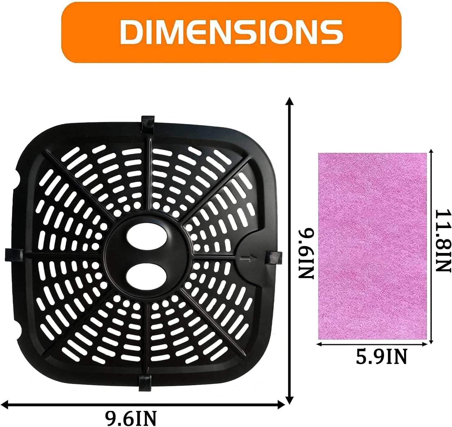 Air Fryer Replacement Crisper Tray, 9.6 Inch Double-layer Coating Grill Plate B9644