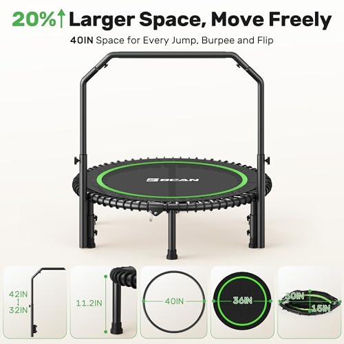 Foldable Mini Trampoline with Adjustable Foam Handle M67736