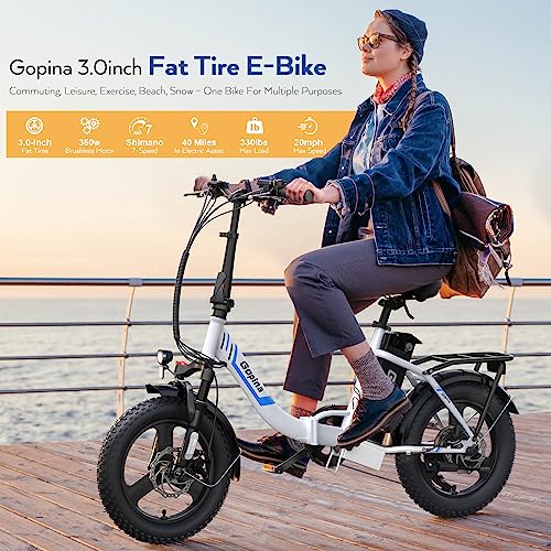Electric Bike 16" Fat Tire 350W Step Thru 48V Removable Battery U460