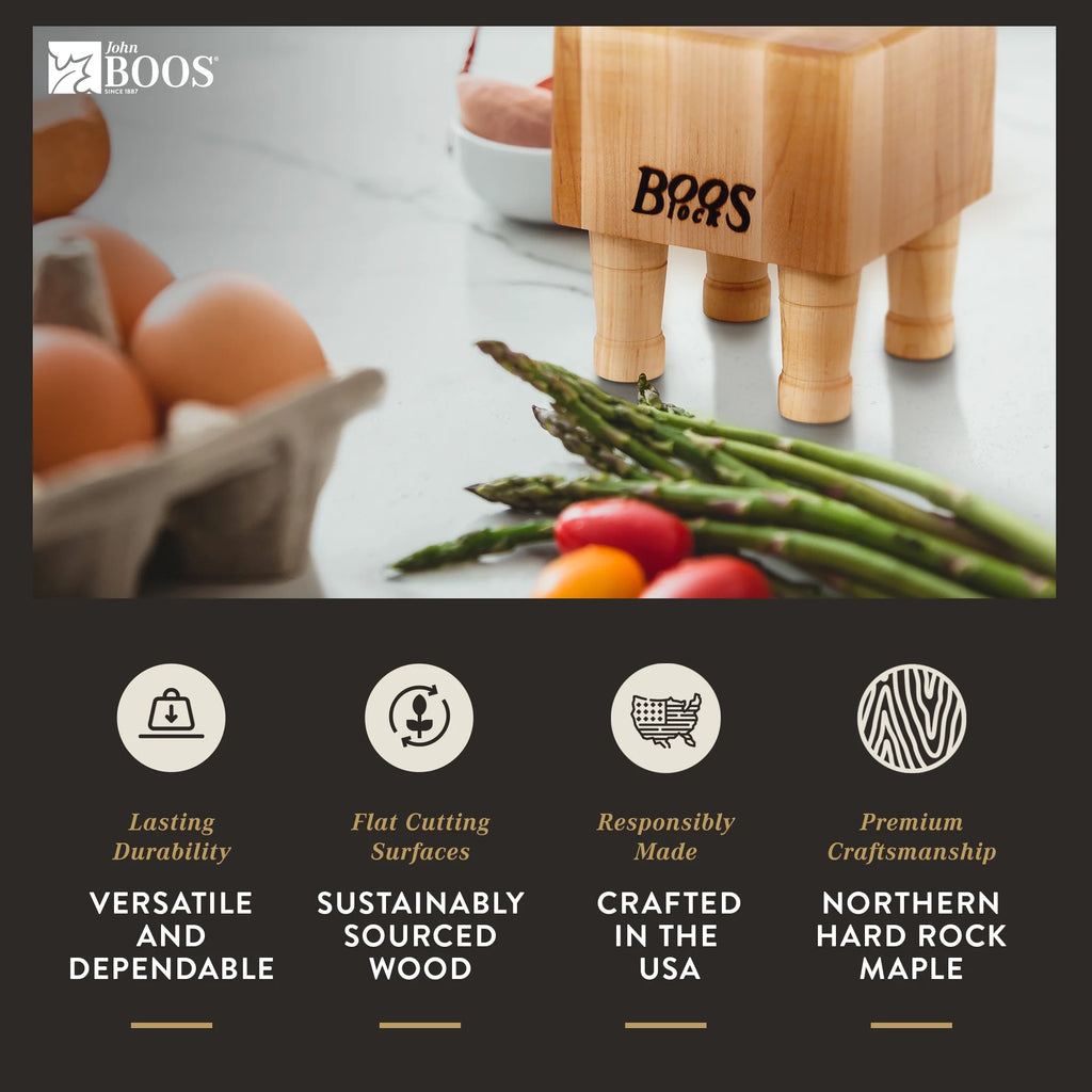 Maple Wood Cutting Board with Feet, 6 x 6 Inches Z166335
