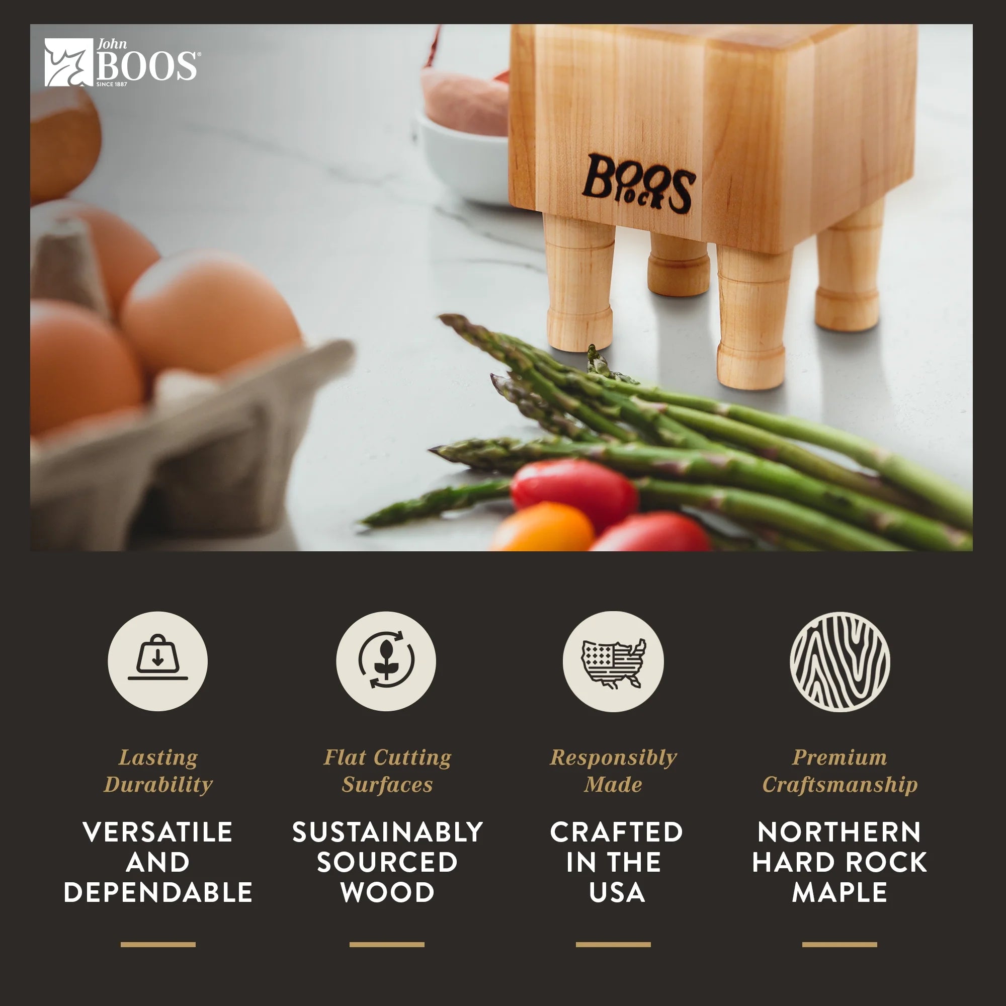 Maple Wood Cutting Board with Feet, 6 x 6 Inches Z166335