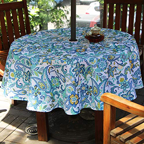 Outdoor Tablecloth with Umbrella Hole, Waterproof Fitted Cover for Picnic Patio Garden Z463
