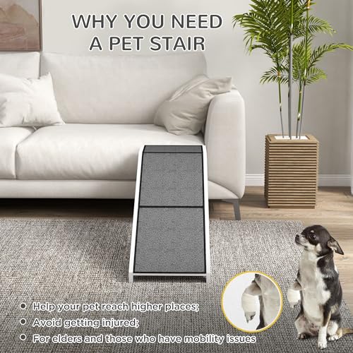 Dog Ramp for Bed with Non-Slip Carpet and Top Platform S886496