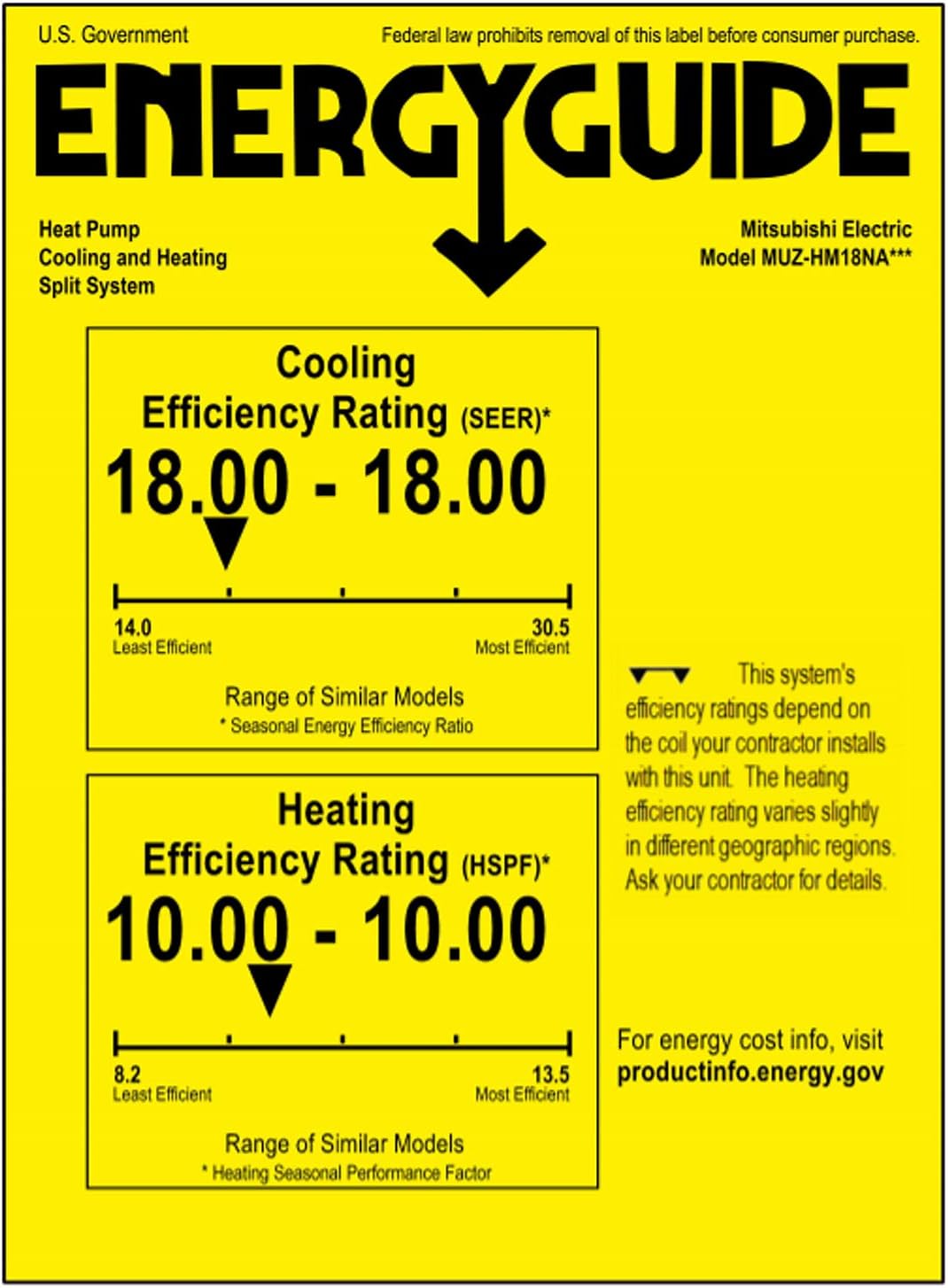 Wall Mount Ductless Mini-Split Heat Pump System, 18,000 BTU, Cool & Heat J96384