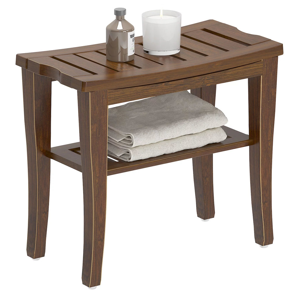 Bamboo Bathroom Bench Shower Stool Non-slip Waterproof Seat J2608