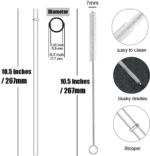 Reusable Hard Plastic Clear Straws with Cleaning Brush U119983