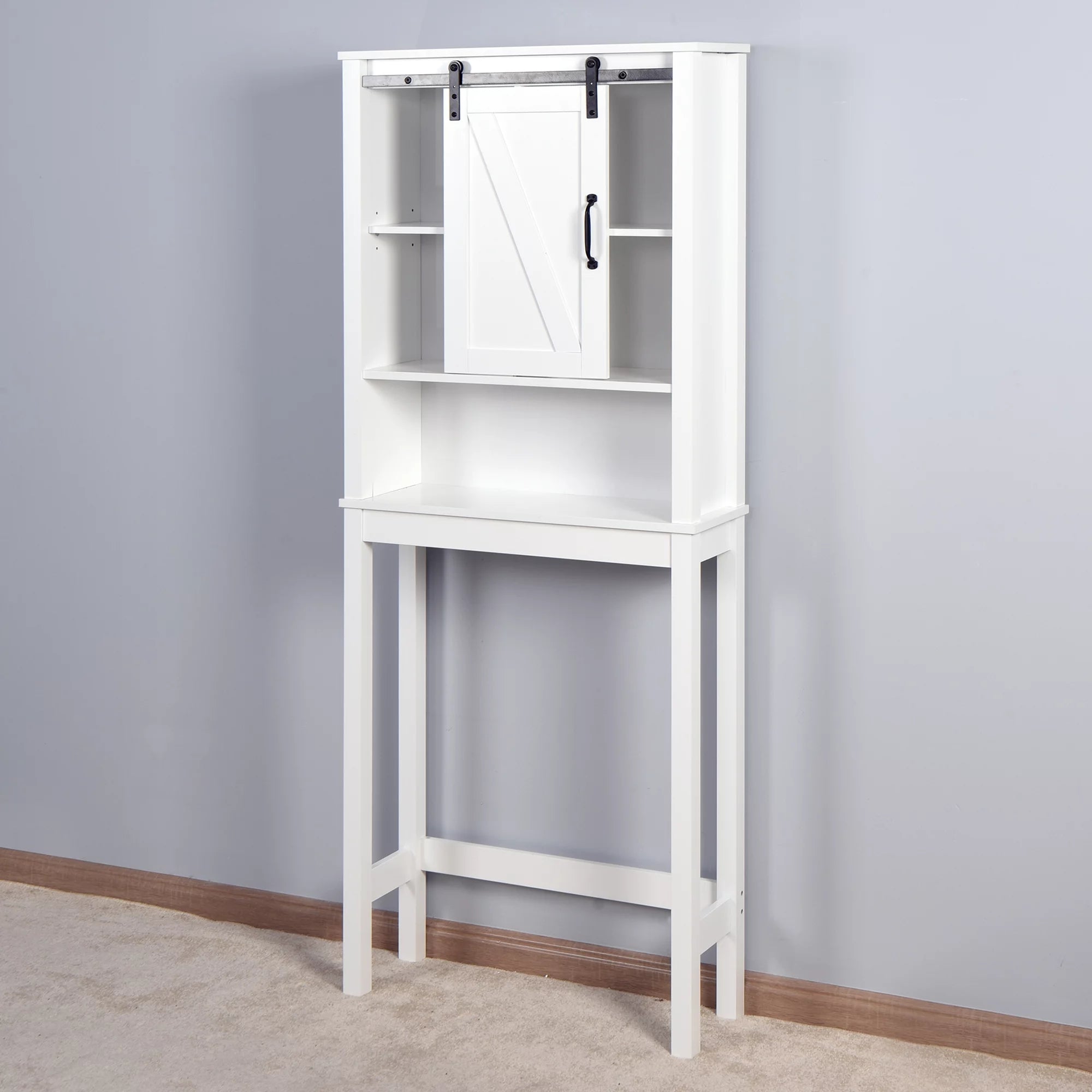 Over-the-Toilet Storage Cabinet with Adjustable Shelves and Barn Door T1883