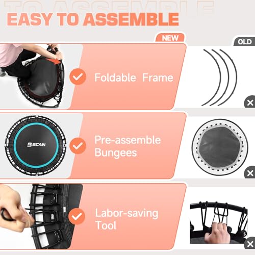 Foldable Mini Trampoline with Adjustable Foam Handle M67736