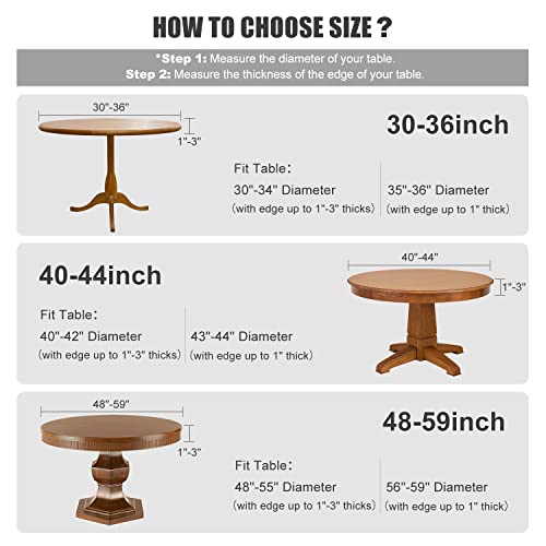 Fitted Round Table Cloth, Reversible Waterproof Elastic Stretch Tablecover, Fits 40-44 Inch Diameter K176833