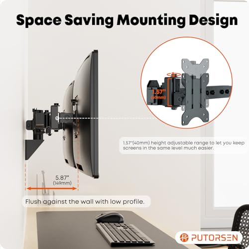 Dual Monitor Wall Mount for 24-38 Inch Screens, VESA 75x75/100x100mm, Black L240