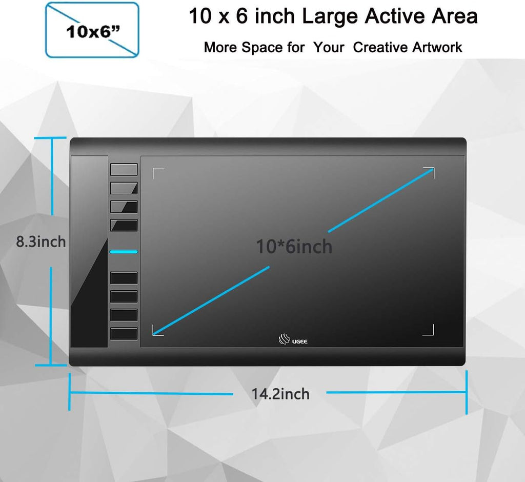 Graphics Drawing Tablet 10 x 6 Inch with 8 Hot Keys and 8192 Pressure Levels M60192