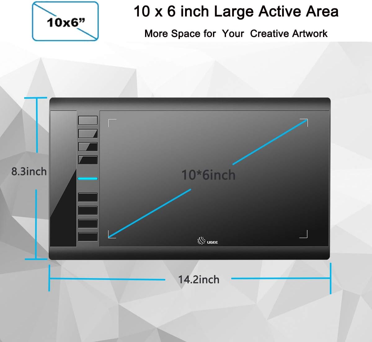 Graphics Drawing Tablet 10 x 6 Inch with 8 Hot Keys and 8192 Pressure Levels M60192