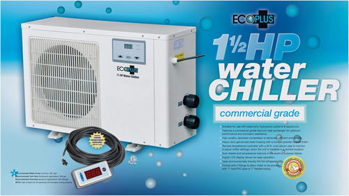 EcoPlus Commercial Grade Water Chiller, Cooler for Reservoirs, Hydroponics, and Aquariums, 1 ½ HP