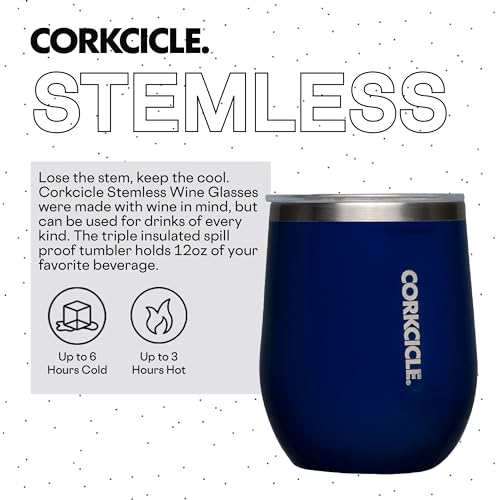 Insulated Stemless Wine Glass Tumbler, 12 oz, Stainless Steel, Powder Blue X9797