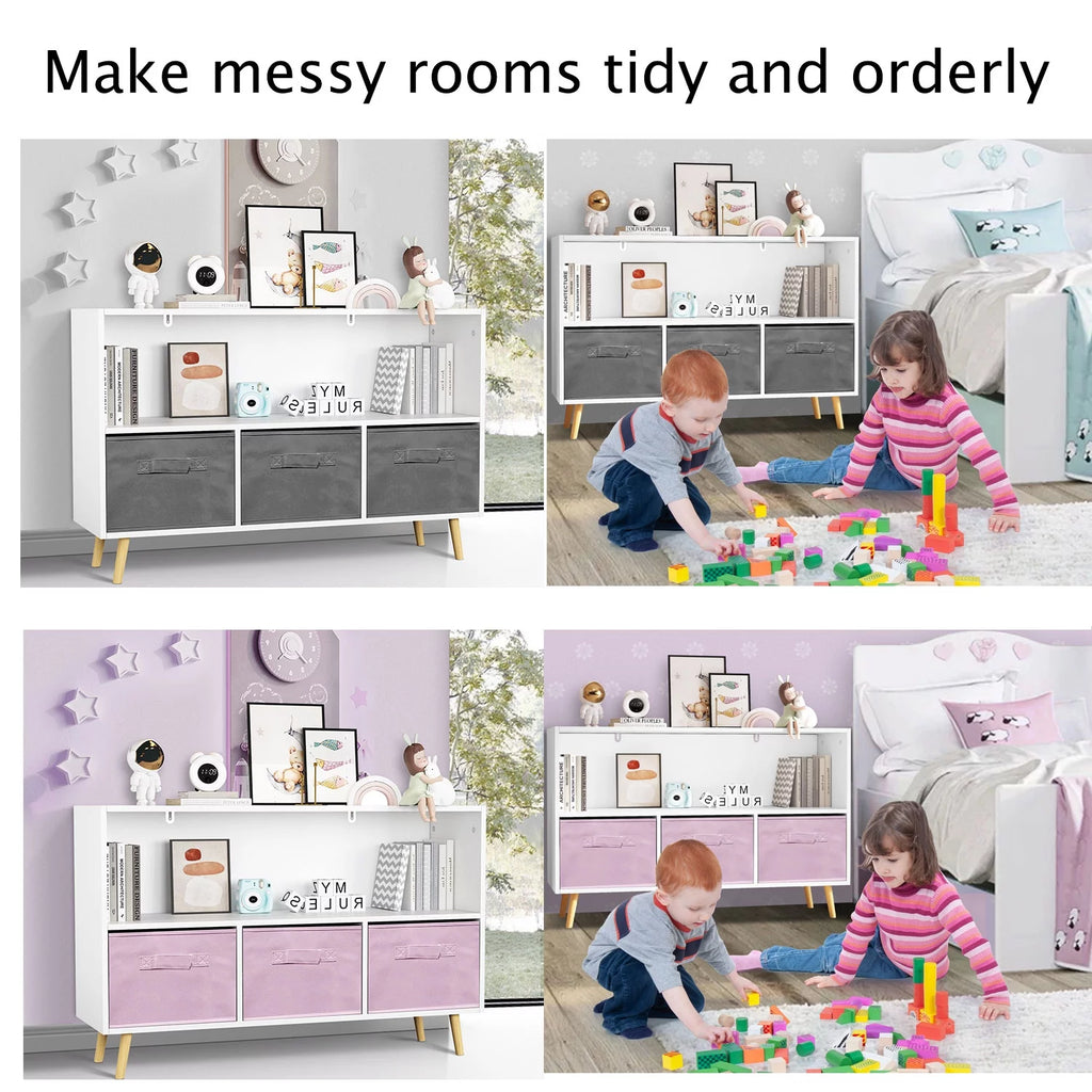 Kids Toy Storage Cabinet with Fabric Drawers Q16707