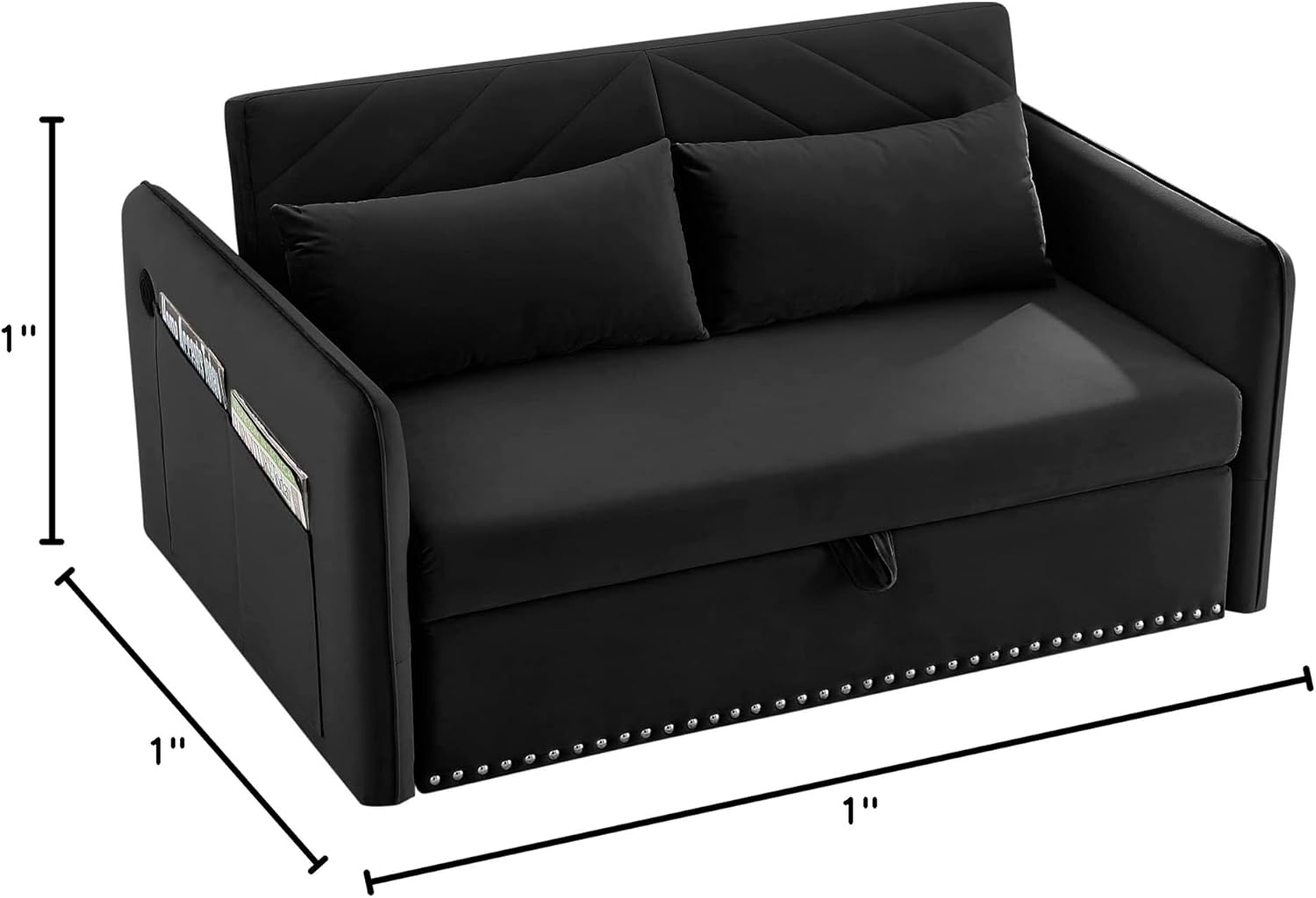 Convertible 3-in-1 Velvet Loveseat Sleeper Sofa with Pull Out Bed G60784
