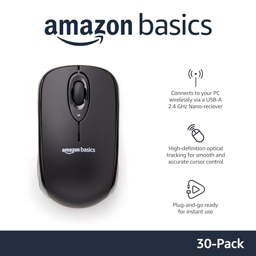 Wireless Optical Computer Mouse with USB Nano Receiver, Black P88471