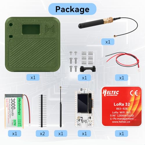 2 Pack ESP32 LoRa V3 Development Board with 915MHz Antennas, 3000mAh Battery, and Case L1170