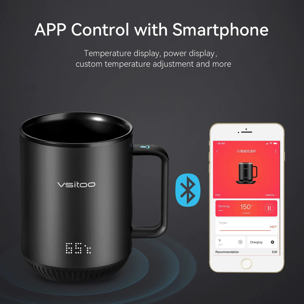 Temperature Control Smart Mug with Lid, Self Heating Coffee Mug 10 oz, LED Display O828231